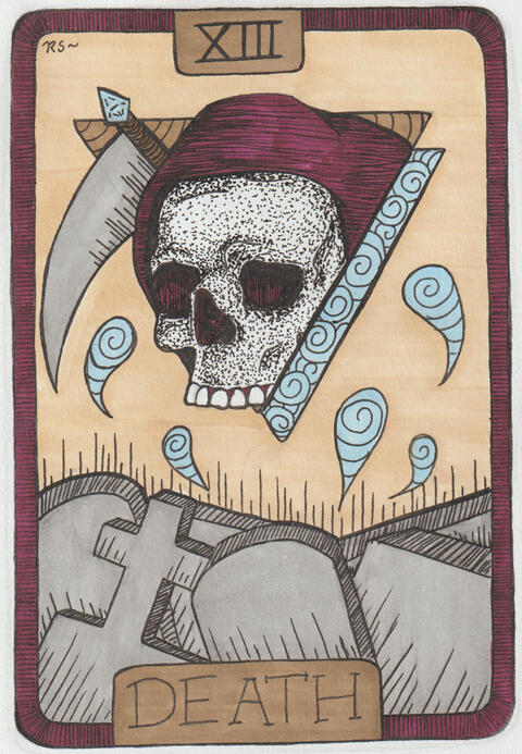 &quot;Death&quot; Tarot Card design done in ink and marker