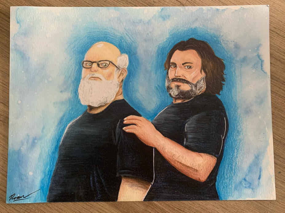 Tenacious D Portrait done in marker, colored pencil, and watercolor