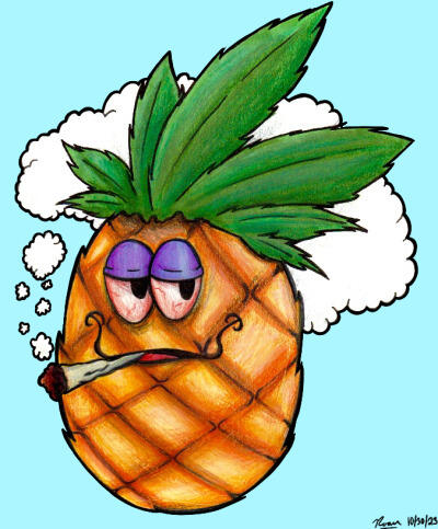 &quot;Stoner Pineapple&quot; colored pencil illustration