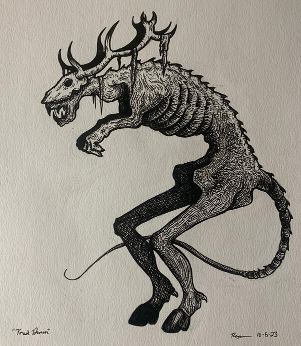 &quot;Forest Demon&quot; drawing in ink